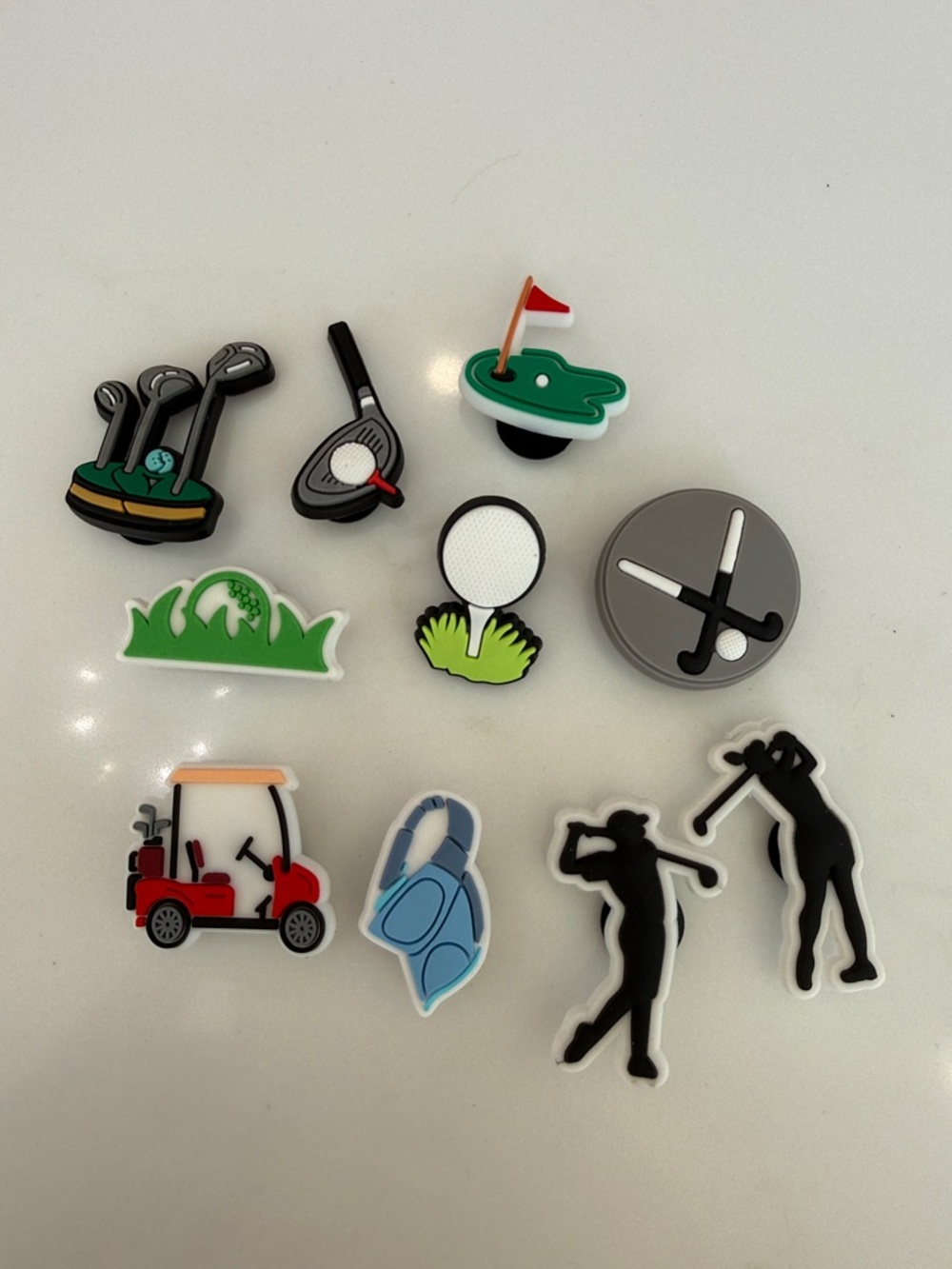 Golf Icon Shoe Charms - Assorted Black, Green, Red, Blue